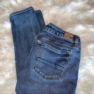 American Eagle Boy Crop Stretch Jeans Button Fly